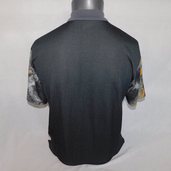 Yonex Mens L Orange black abstract print Badminton Polo Shirt Made in Japan - Picture 8 of 8